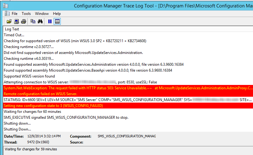 ConfigMgr 2012 WSUS Synchronization Errors – Lab Geek